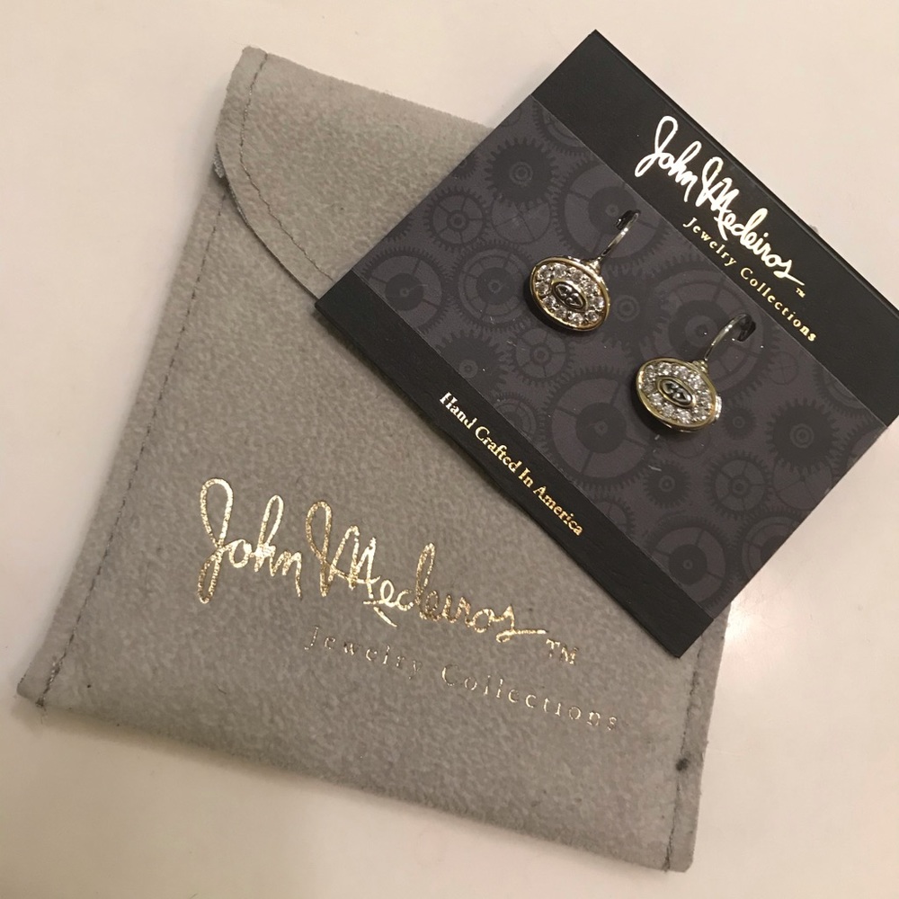 John Medeiros rhodium plated two-tone earrings